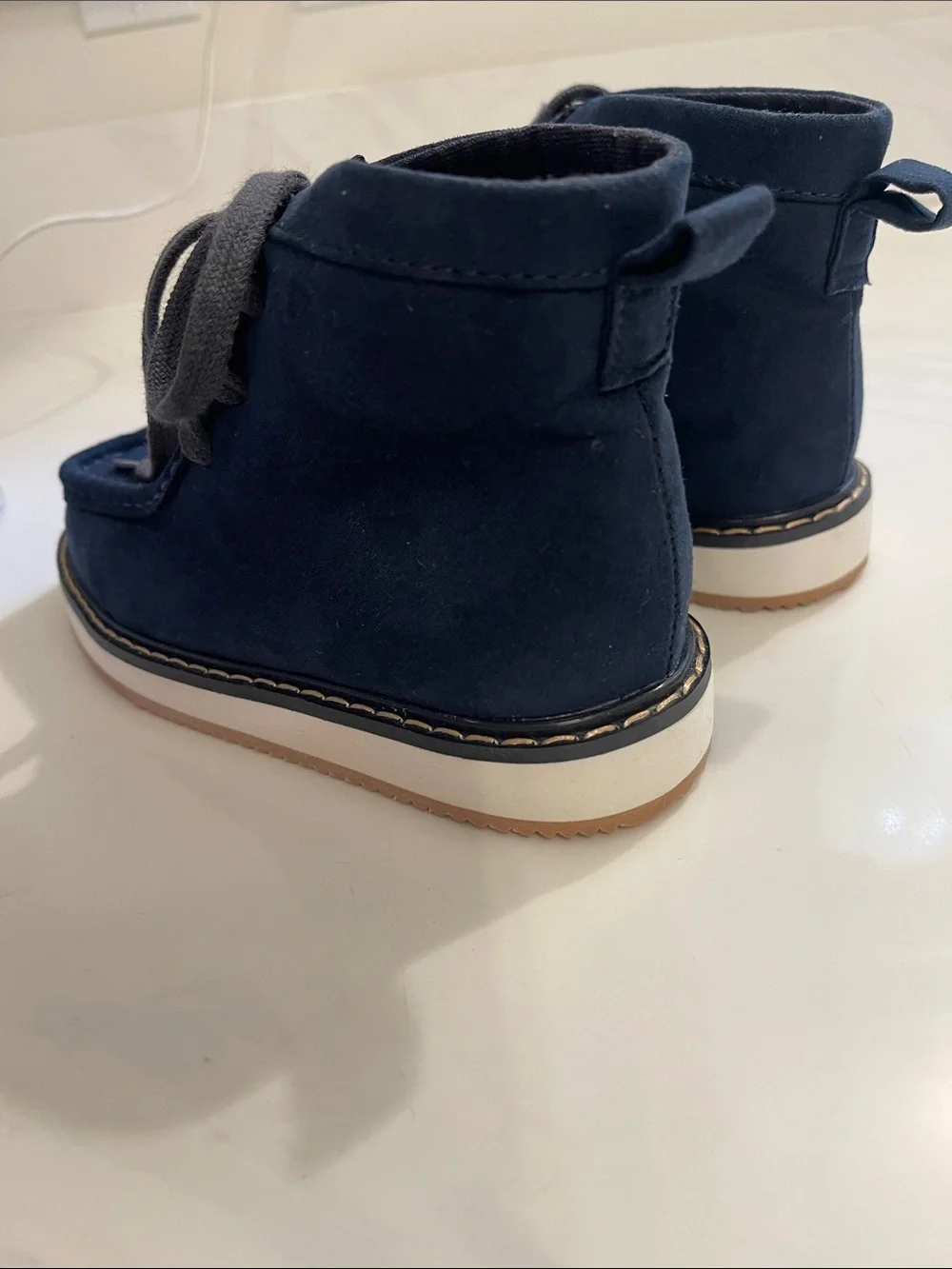 GAP Kids Navy Suede Lace-Up Moccasin Ankle Boots